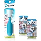 QWIK Flosser Bundle with 2 Refills Packs&ndash; Automatic and Reusable Dental Flosser | Easy Click-to-Use Solution for Plaque Removal, Clean Teeth, and Fresh Breath (3 Items,1-Year Supply)