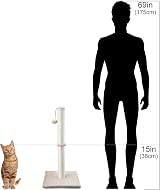Dimaka 29 Inch Tall Cat Scratching Post Sisal Rope Plush Brown view 8