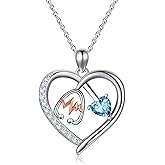 NFYBD Heart Stethoscope Pendant Necklace for Women 925 Sterling Silver Gemstone Birthstone Doctor Nurse Day Medical Jewelry RN Registered Graduation Retirement Gifts