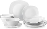MALACASA Elisa 12-Piece Dinnerware Set for 4, Gray White Porcelain