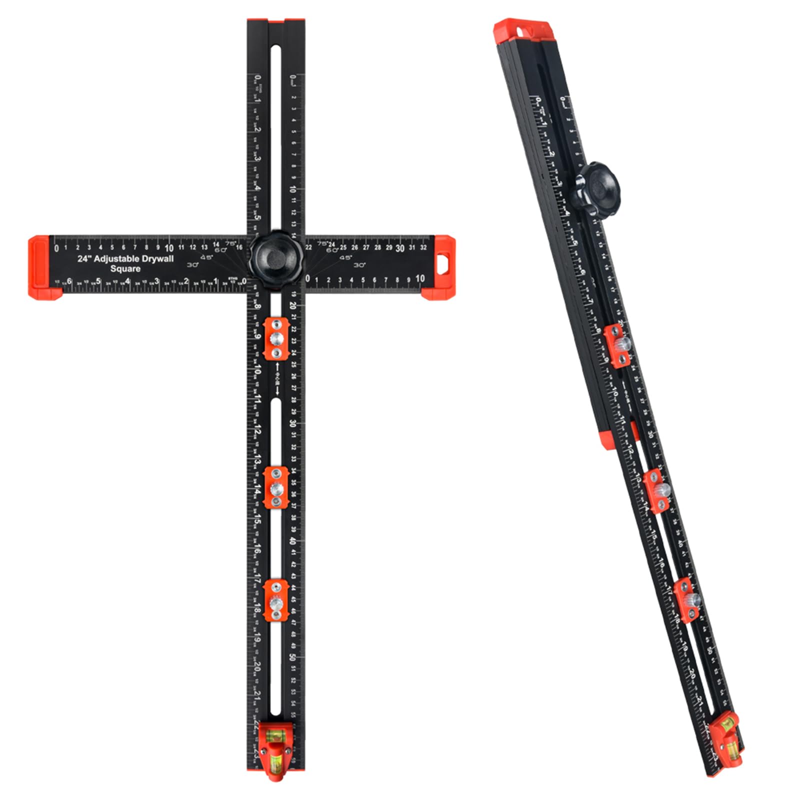 2-in-1 Drilling Positioning Ruler,Cabinet Hardware Jig (Black, 25inch)