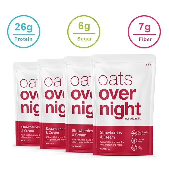 Oats Overnight Las fresas y crema (3 onzas por paquete)-alta en ...