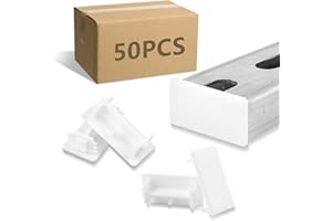 AOIGU 1-5/8" X 13/16" 50PCS Safety Strut Channel End Caps,White Square PVC Plastic Cap for Protecting Unistrut Channel,Protection Cover for Metal Tubing