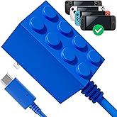 POWKONG 65W Charger for Nintendo Switch 2 AC Adapter Compatible with Steam Deck/Rog Ally/Ps Portal, GaN Switch Power Cord Fast Charging PD Brickgeek Adapter Recognizable USB C Charger 4.92FT - Blue