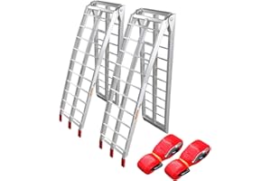 TRIBLE SIX 2Pcs 7.5 ft Powersports Loading Ramps Motorcycle Dirt Bike Ramp Aluminum Arched Foldable Ramps for Lawn Mower ATV Truck 1500lb Capacity