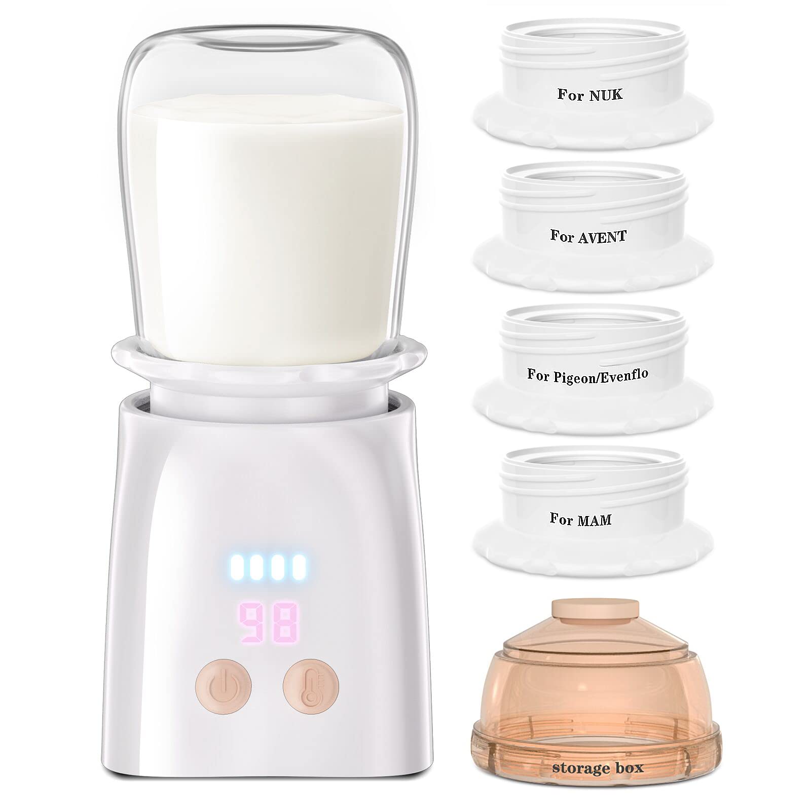 Hopebig Bottle Warmer, Portable Bottle Warmer with Glass Bottle, Rechargeable Baby Bottle Warmer, Travel Bottle Warmer for Breastmilk or Formula