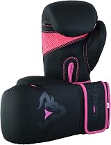 Islero Fitness Kids Boxing Gloves Pink 4 OZ Matte Black Junior MMA Gloves view 6
