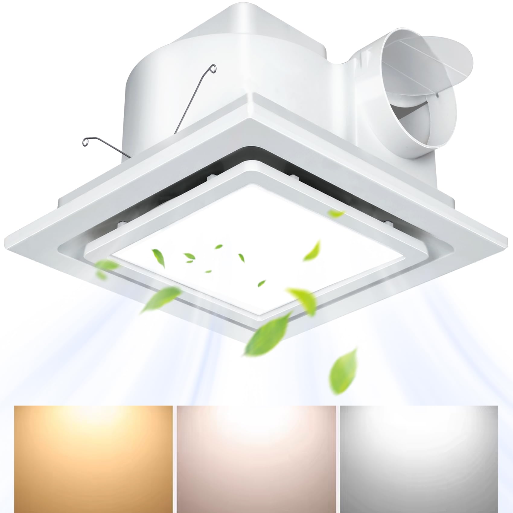 Photo 1 of Gopper Bathroom Exhaust Fan with Light 11.8in Panel,3000K/4500K/6000K 12W Square LED,141CFM,1Sones,110V 45W Quiet Bathroom Ventilation Exhaust Fan for Shower/Restroom/Office/Home