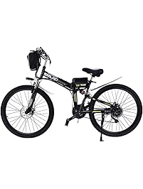 XIDAJIE 26" E-Bike - Folding Electric Bike, 21 Speed City Mountain Bicycle with 350W Powerful Motor, Black
