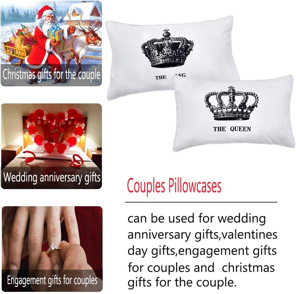 DasyFly King and Queen Couples Pillow Cases,Funny His and Hers Couples Gifts,Annivesary Wedding Gifts for The Couple.Romantic Gifts for Couples On Christmas Valentines Day - Image 5