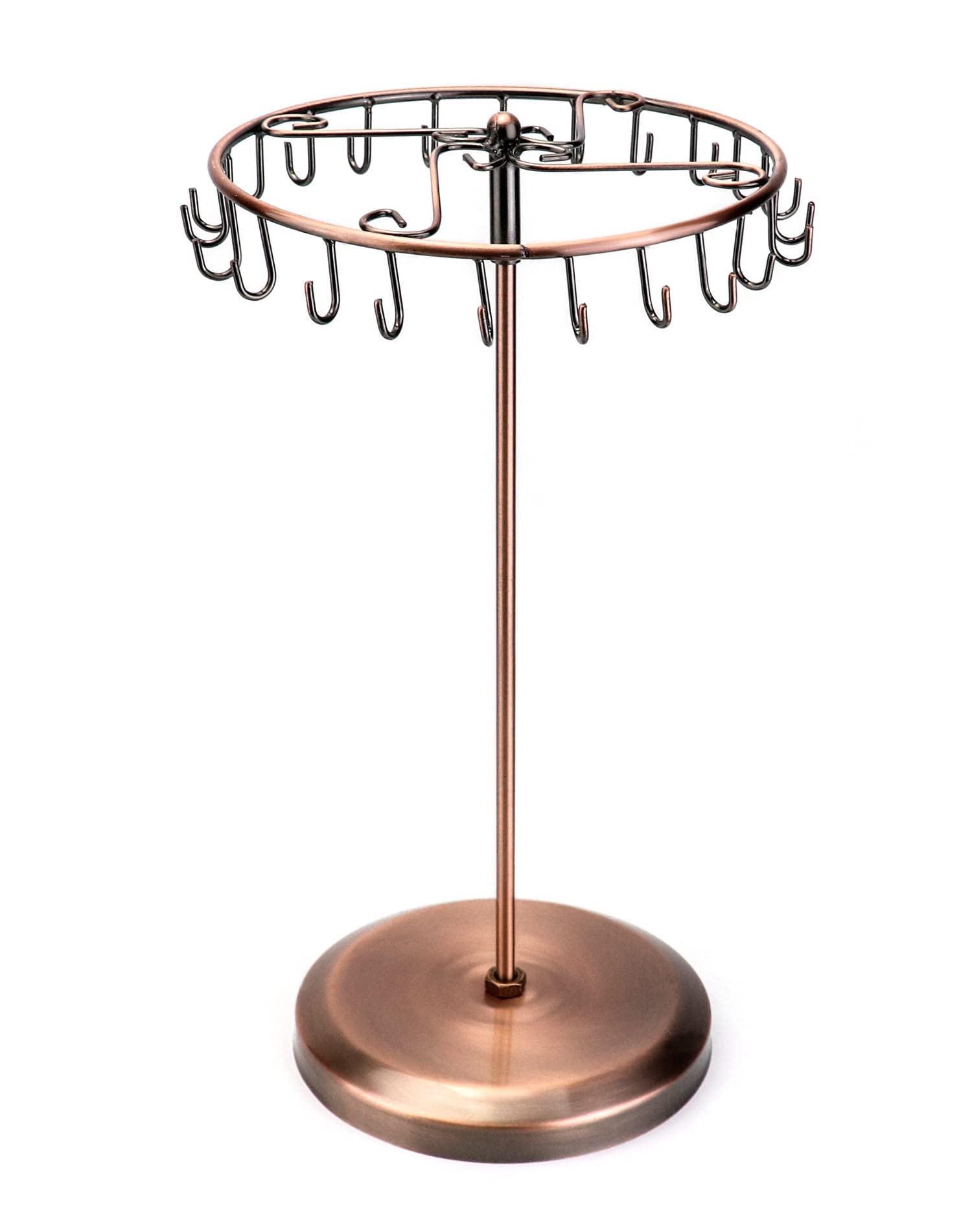 QWORK® Rotatable Metal Jewelry Stand with 23 Hooks – Detachable Jewelry Holder for Necklaces, Bracelets, Earrings, and Rings (Approx. 34.8 x 20.5 cm)