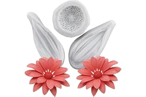 QDMOLDS Gumpaste Flower Silicone Veining Mold Daisy Flower Veined Fondant Molds Daisy Flower Petals Stamen Mold for Sugar Cak