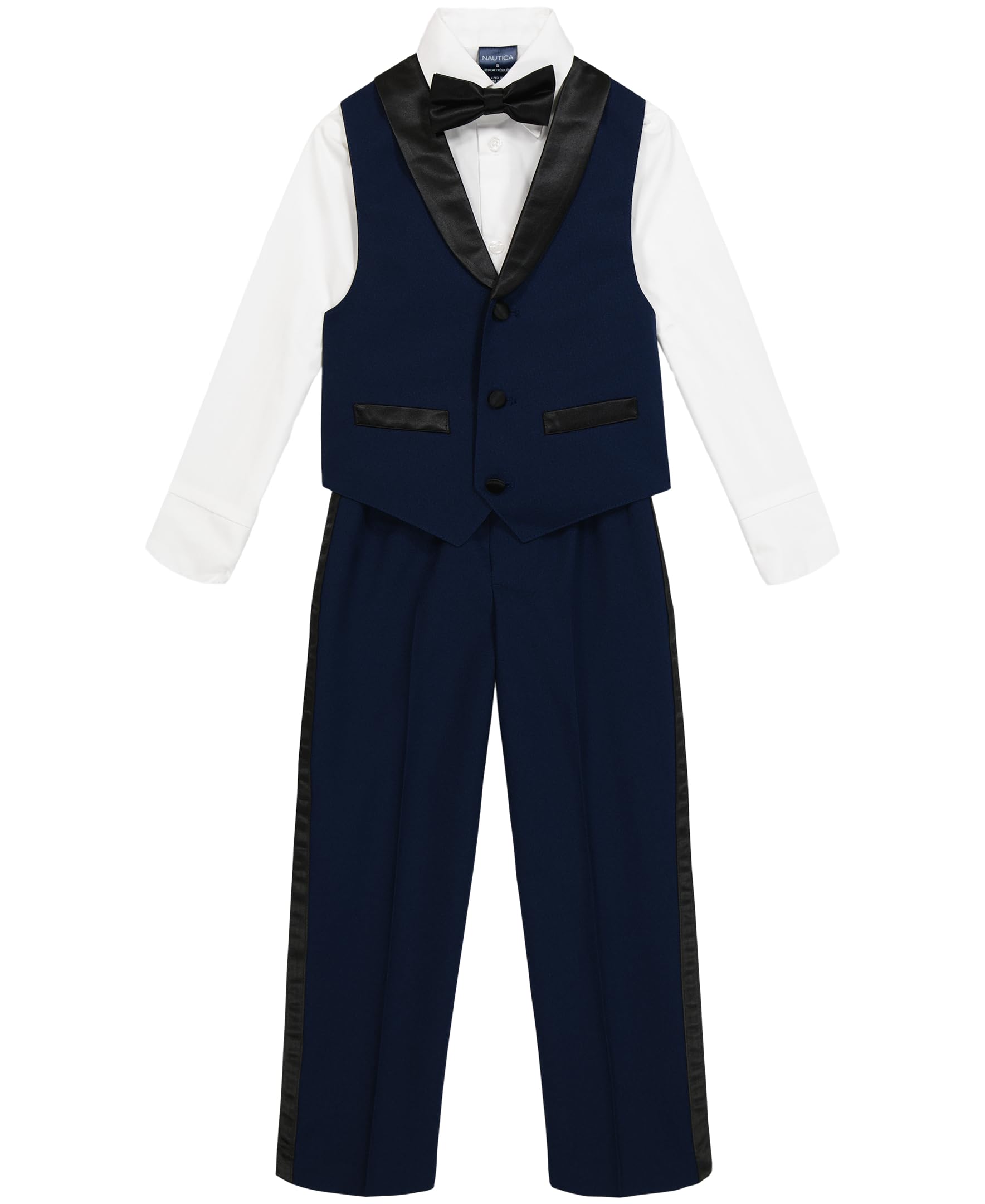 Nautica 4-Piece Formal Suit Set, Vest, Pants, Collared Dress Shirt, and Tie, Bright Blue Tuxedo, 7 Image