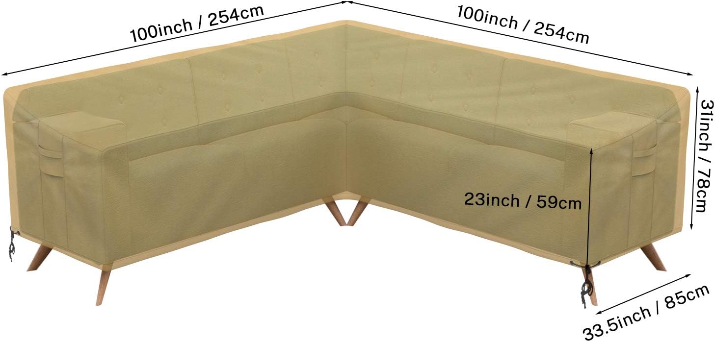 Sunkorto Patio V-Shaped Sectional Sofa Cover, Furniture Cover Garden Couch Cover Waterproof & Wear-Resistant for Outdoor : Garden & Outdoor
