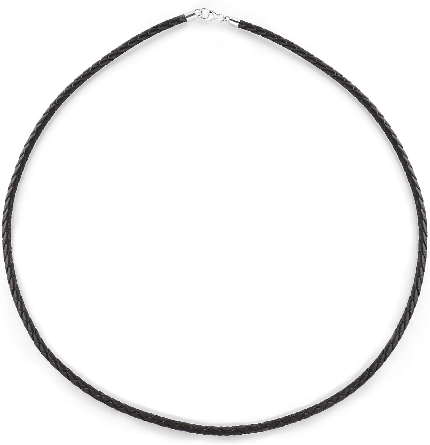 Bling Jewelry Black Genuine Leather Braided Weave Necklace Pendant Cord For Women For Men Teen .925 Silver Lobster Claw Clasp 24 Inch - Image 5