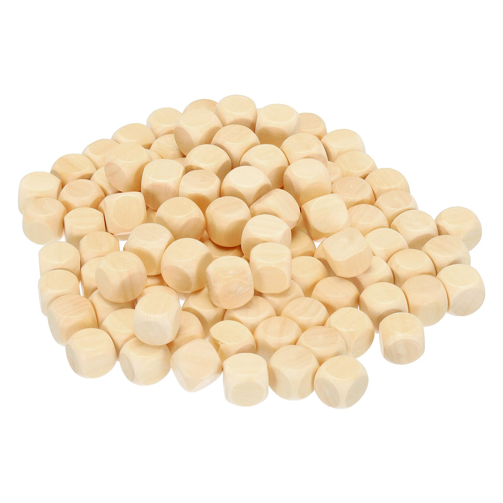 PATIKIL 12mm Blank Wooden Dice, 100 Pack Unfinished Wooden Blocks 6 Sided Wood Cube with Rounded Corners Square Wood Blocks for DIY Craft Projects