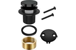 Tip-Toe Bathtub Drain Stopper, Tub Drain Set with 2-Hole Overflow Faceplate and Universal Fine/Coarse Thread, Bath Tub Plug K