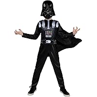 STAR WARS OFFICIAL DARTH VADER HALLOWEEN COSTUME FOR KIDS - Jumpsuit with Detachable Cape and 3D Half Mask