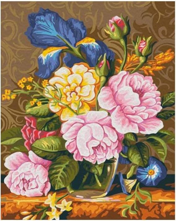 XXSCZ DIY Malen nach Zahlen Kit Blumen2 Leinwand