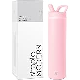 Simple Modern Water Bottle with Straw lid | Insulated Stainless Steel Thermos | Reusable Travel Water Bottles for Gym & Sports | Leak Proof & BPA Free | 24oz, Blush
