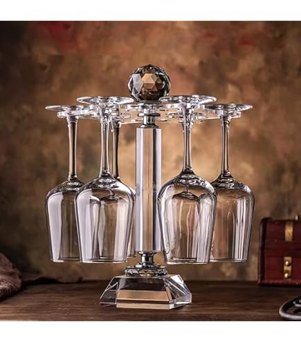 Glass Eiffel Tower Stemware Rack – Rotating 6-Hook Wine Glass Holder & Drying Rack - View #11