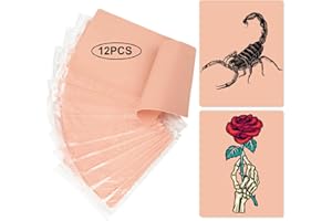 12PCS Tattoo Practice Skins, Modacraft Double Sides Tattoo Fake Skin 1.2mm Thick Soft Tattoo Skin 7.4×5.6in Practice Skin for Tattooing, Silicone Fake Skin for Tattoo Supplies Tattoo Kit for Beginners
