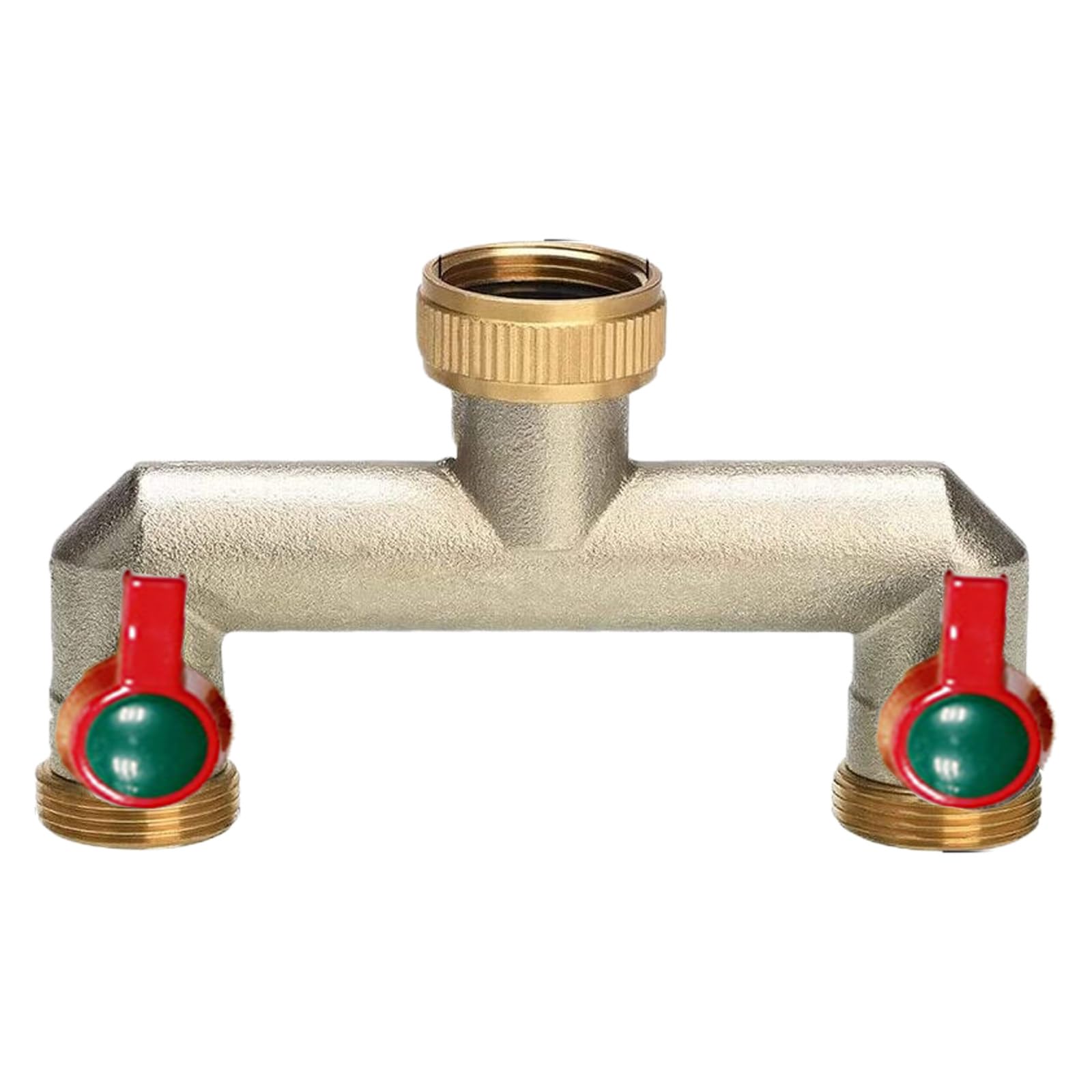 POPOYU Outdoor Tap Splitter 2 Way,Brass Garden Water Splitter,Brass Garden Hose Splitter,2 Way Water Connector with On/Off Valves and Extended Handle,Hose Splitter Connection for GardenHose Tap