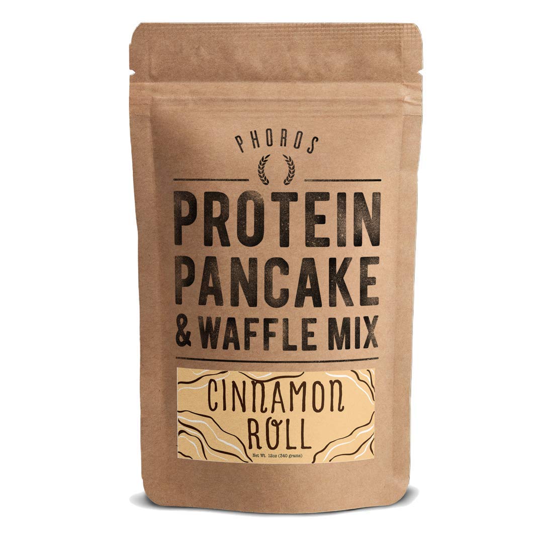Protein Pancake Mix by Phoros Nutrition, High Protein Low Carb, 12oz (Cinnamon Roll)