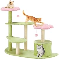 Erinnyees Flower Cat Tree, 37" Cat Tower with Scratching Post, Cute Cat Condo House with Dangling Ball for Kittens and Small