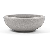 ARBORA 26" Santorini Bowl Polyresin Indoor and Outdoor Planter with Stone Blend Concrete Gray Finish - Durable, Weatherproof, Lightweight, Large Plant Pot for Patio, Garden, Deck, Entryway