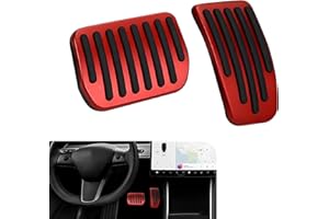 DACIRTY Pack-2 Car Anti-Slip Pedal Pads, Aluminum Alloy Brake and Accelerator Pedal Covers, Car Foot Pedal Pads Set Accessories, Compatible with 2019-2024 Tesla Model 3/Y (Red)