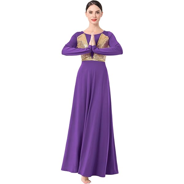 slim fit dress slacks Danzcue Womens Metallic Bicolor Praise Dance Dress – Danzia main image 1
