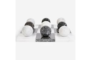 MC MARBLE CULTURES Marble Tic Tac Toe Set | Decorative Tic Tac Toe Game Set | Monochrome Coffee Table Decor - Coffee Table Game - Tabletop Game - Modern Home Decor - Functional Decoration (Black and White Marble)