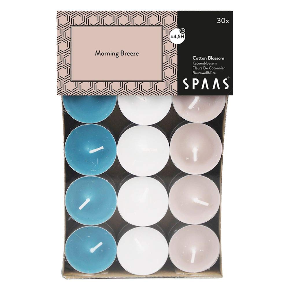 Spaas 30 Scented Tealights Assorted Colours, ± 4.5 Hours, Morning Breeze, Flesh Pink — image 1
