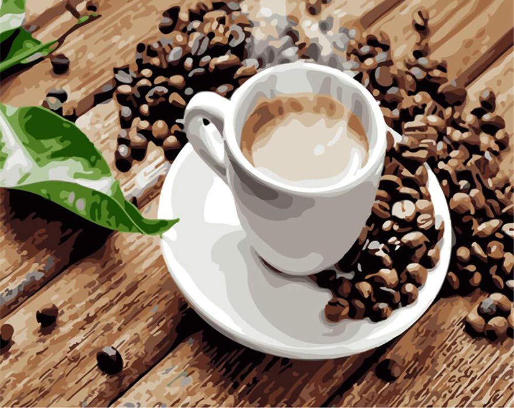 ABEUTY DIY Paint by Numbers for Adults Beginner - Coffee Bean Afternoon Tea 16x20 inches Number Painting