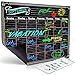 Bigtime Magnetic Refrigerator Calendar Dry Erase Black Flexible Magnet Board Design | Monthly for Kitchen Fridge| Use w/ Fluorescent Liquid Chalk or Neon Markers (12x16 Monthly Calender)