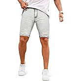 GINGTTO Men's Jean Shorts Ripped Slim Fit Stretch Denim Shorts