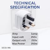 DECK INN 2 Pin to 3 Pin Shaver Toothbrush Plug Adaptor Converter UK 1A White view 7