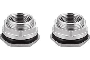 Carvedexquisitely Bulkhead Water Tank Fitting,1" NPT Female Thread,304 Stainless Steel Thru-bulk Fitting(2 Pcs)