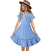 blibean Tween Girls Embroidery Sleeve Dress Summer Outfits 6-15 Years