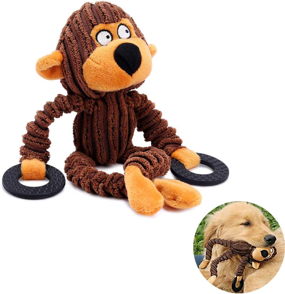 Bello Luna Monkey Dog Squeaky Toy with Rubber Ring for Puppy Small