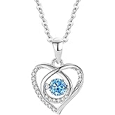LEJOJOIN 925 Silver Heart Necklace with Zircon Heart Pendant Necklace for Women Wife Girlfriend Mom Gift for Her