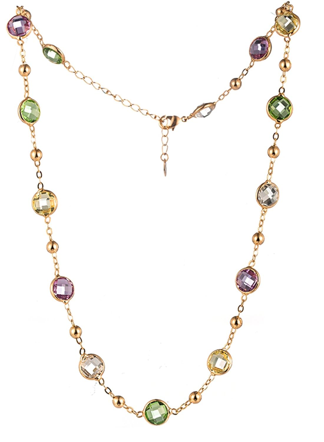 NEOGLORY Collar Elegante con Cristales SWAROVSKI Verde Morado Blanco Amarillo Joya Original