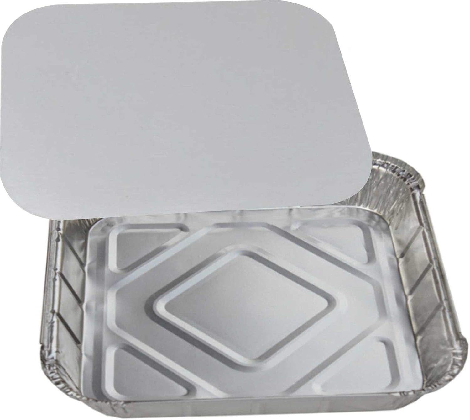 10 x Large Aluminium Foil Food Storage Containers Trays 9" x 9" x 2" with 10 Lids, Silver