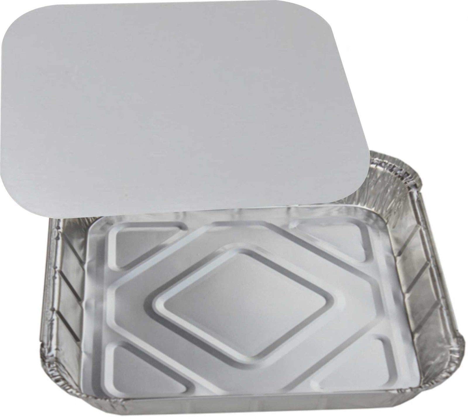 10 x Large Aluminium Foil Food Storage Containers Trays 9" x 9" x 2" with 10 Lids