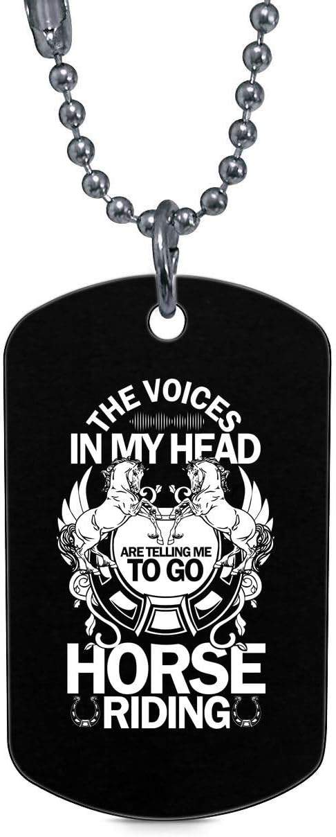 DLAWNECK The Voices in My Head Dog Tag, Go Horse Riding Necklaces