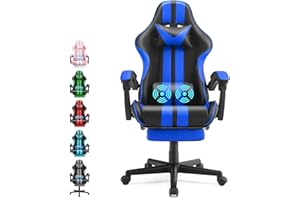 Ferghana Gaming Chairs with Footrest,Computer Game Chair,Massage Gaming Chairs,Christmas,Xmas Gift,PC Gaming Chairs for Adults Teens for Gaming Live Streaming Room(Navy Blue,Racing Version)