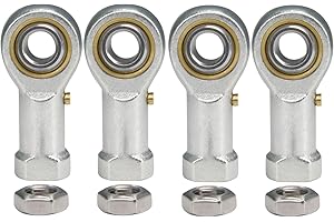 Befenybay 4pcs PHSB6 Rod End Bearings 3/8-inch Bore Pre-Lubricated Bearings 3/8-24 Female Thread Right Hand with Jam Nuts