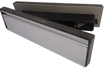 Silberne Einwurfklappe mit schmalem Rahmen für Briefschlitz/Türeinwurf (intern plus extern)