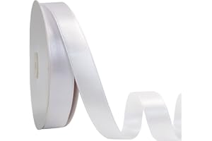 Maclemon 5/8 inch Wide 100 Yards Double Face White Satin Ribbon White Fabric Ribbon for Gift Wrapping Very Suitable for Weddings Decoration Bouquet Balloons Arts Craft Sewing Hair Bow Invitation